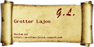 Grotter Lajos névjegykártya